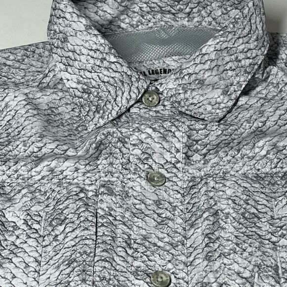 Reel Legends Shirt Mens Saltwater Gray White Button Up Long Sleeve Fishing Sz M - Picture 9 of 13
